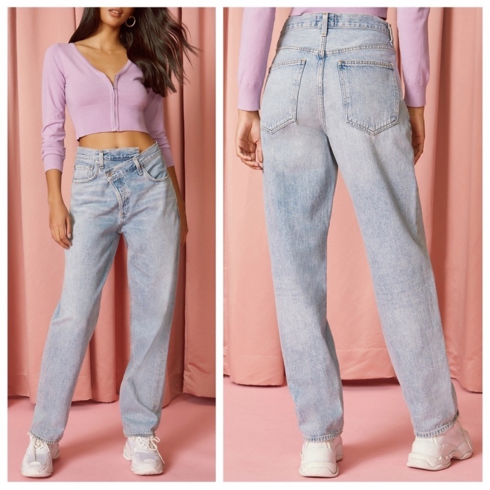 Agolde Criss Cross Upsized Jean Suburbia Light Wash Size 26